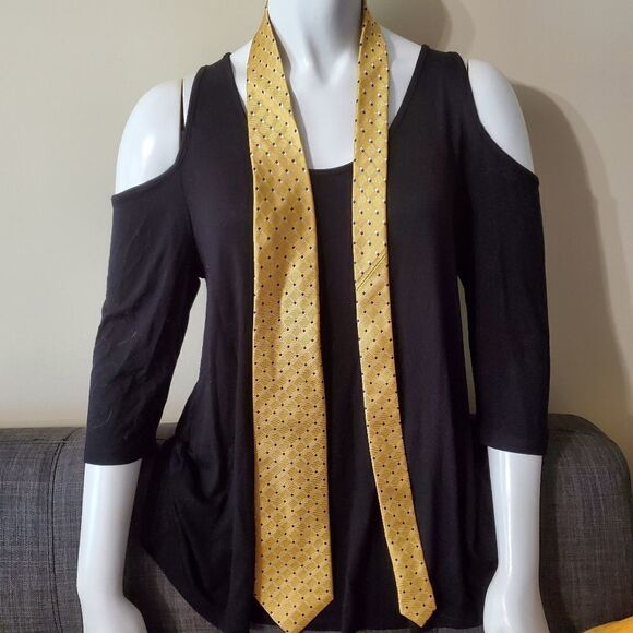 Jos A Bank Yellow, Blue, & White Silk Tie - Picture 2 of 5